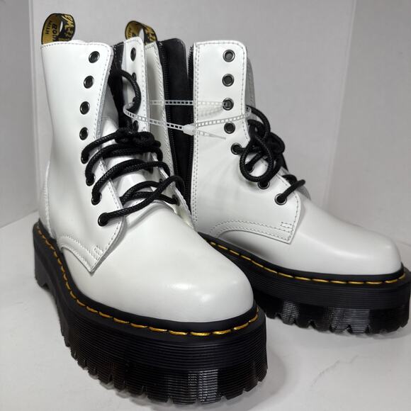 Doc Dr Martens Jadon White Smooth Leather Platform Lace Up Combat Boots 38 US 7 - Picture 10 of 11